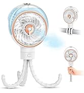Ausic Stroller Fan with Mist, 100ml Misting Portable Fan for Stroller, Baby Fans with Detachable ...