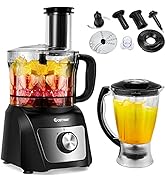COSTWAY Food Processor &amp; Blender, 500W Professional Food Chopper with 3 Blades, 3-Speed Adjustmen...