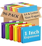 V-Opitos 96 Pack 1 Inch Expansion Hanging File Folders, Letter Size Hanging Folders with 1/5-Cut ...