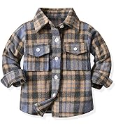 Feidoog Toddler 2 Pack Baby Boys and Girls Plaid Shirts Jacket Long Sleeve Lapel Button Down Shir...