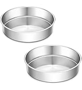 LIANYU 9 Inch Round Cake Pan Set of 2, Stainless Steel Wedding Oven Cake Pan Set for Baking, Meta...