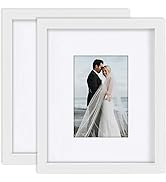 Picture Frames 8x10 White 2 Pack Nature Solid Wood for Wall Mounting and Tabletop Display