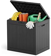 NEWBULIG Deck Box with 31 Gallon Capacity, Weatherproof Resin Lockable Outdoor Storage for Secure...