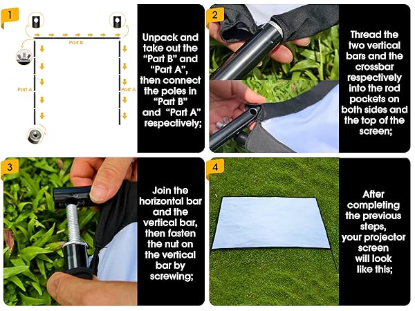 120 inch Outdoor Projector Screen with Stand for Home Theater and Backyard Movie Night