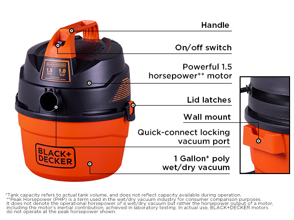 BLACK+DECKER WET DRY Portable Wet/Dry Vac accessories lightweight vacuum cleaner car detailing