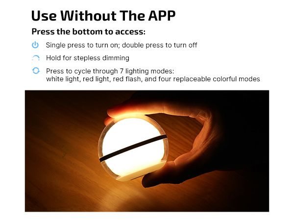 Sphere night light bottom button operation mode