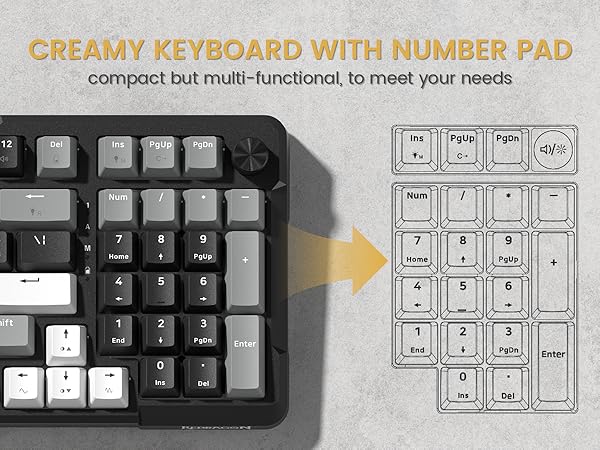 creamy keyboard with number pad
