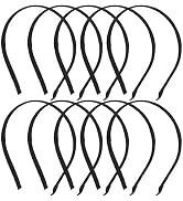Lawie 10 Pack Women Plain Black Cloth Covered Thin Hard Metal Slim Thin Headband Hairband Base El...