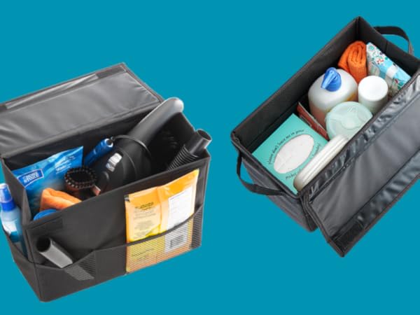 Carganizer storage box with different car supplies inside