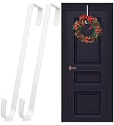 Vhxmaizxn 12 in Wreath Hanger White Wreath Hangers for Front Door 2 Pack Wreaths Hangers Hook Ove...