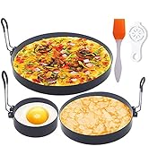 8" Omelette Ring,6" Pancake Ring,4" Griddle Egg Ring,Non-stick Stainless Steel Egg Ring Omelet Ri...
