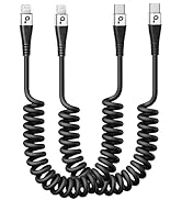 USB Type C to Lightning Cable 3FT 2Pack, Coiled iPhone Charger Fast Charging for Car [Apple MFi C...