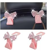 Zpana Bling Car Headreat Hook, 2PCS Crystal Rhinestone Cute Bow Vehicle Seat Back Hanger Storage ...