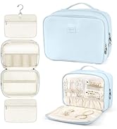 YOPCDJ Hanging Toiletry Bag with Jewelry Organizer,Travel Bag for Toiletries,PU Leather Cosmetic ...