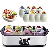 Automatic Yogurt Maker with 8 Jars 1400ml Digital Yogurt Maker Machine Adjustable Temperature 48H...