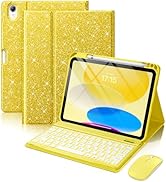 Hamile for iPad A16 Case with Keyboard - Mouse Backlit Wireless Detachable Keyboard Glitter Folio...