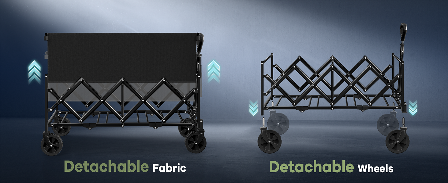 Hikemoon folding wagon cart with removable fabric and wheels