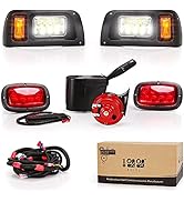 9.99WORLD MALL Universal Golf Cart 12 Volt Headlight and Tail Light Kit for Club Car DS Carts Gas...