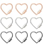 DICOSMETIC 9Pcs 3 Colors Heart Screw Carabiner Lock 30x28mm Cute Carabiner Keychain Small Screw L...