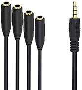 Poyiccot 3.5mm Splitter Mic and Audio Cable, 3.5mm Headphone Splitter 1 to 4 Ways 3.5mm (1/8") TR...