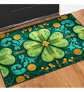 2x3FT Area Rug St. Patrick’s Day Clover Gold Coins Indoor Entryway Rug, Washable Non Slip Front D...
