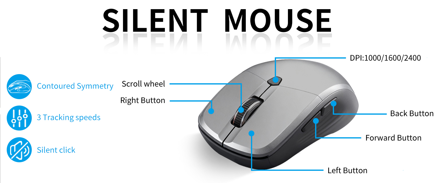 Silent wireless keyboard and mouse