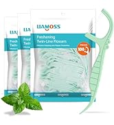 Mint Twin-Line Dental Floss Picks 300 Count Profession High Toughness Dual-Line Floss Sticks Oral...