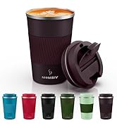 MOMSIV 12oz Travel Mug, Insulated Coffee Cup with Leakproof Lid, Vacuum Stainless Steel Double Wa...