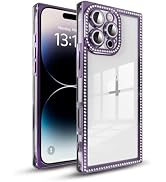 IAIYOXI Rectangle Glitter Bling Diamond Case for iPhone 16,Cute Luxury Sparkly Cover,Full Camera ...