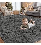 6x9 Area Rugs for Living Room Rug: Soft Fluffy Shag Gray Rugs for Bedroom, Non-Slip Large Fuzzy P...