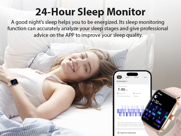 Fitness tracker watch for women with sleep tracking and detailed sleep stage insights