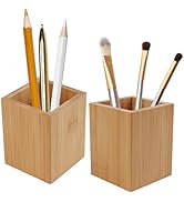 Tosnail 2 Pack Bamboo Pen Holder Pencil Holder for Desk, Makeup Brush Organizer Marker Pen Storag...