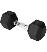 Yes4All Chrome Grip Encased Hex Dumbbells – Hand Weights With Anti-Slip 5-50 LBS Single