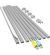 Yecaye Cord Hider, 113in Grey Cord Covers for Wires on Wall, One-Cord Cord Organizer, Easy Instal...