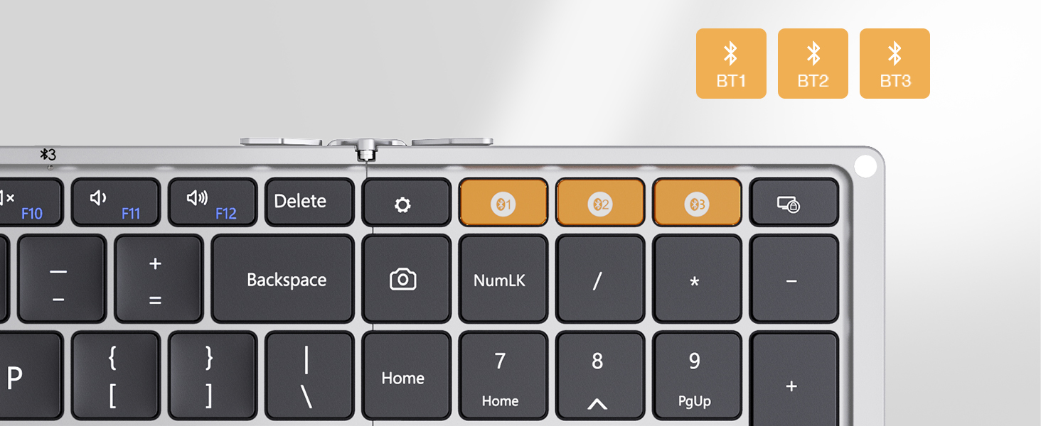 XK01 multi device foldable keyboard black silver