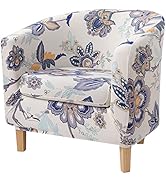 hyha 2 Pieces Printed Tub Chair Slipover with Cushion Cover, Removable Stretch Club Chair Cover f...