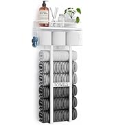 Aetyord Towel Racks for Bathroom 31inch Wall Mounted Towel Rack,Floating Shelf with Wood Plank,To...