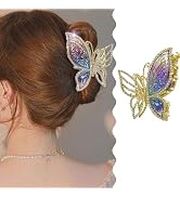 Rhinestone Butterfly Hair Claw Clips for Women, Large Sparkly Butterfly Hair Clips, Non-Slip Stro...