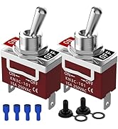 Waterproof Toggle Switch, Malictele SPST 2Pin ON/Off Marine 12V DC 30A/125VAC 20A Heavy Duty Togg...