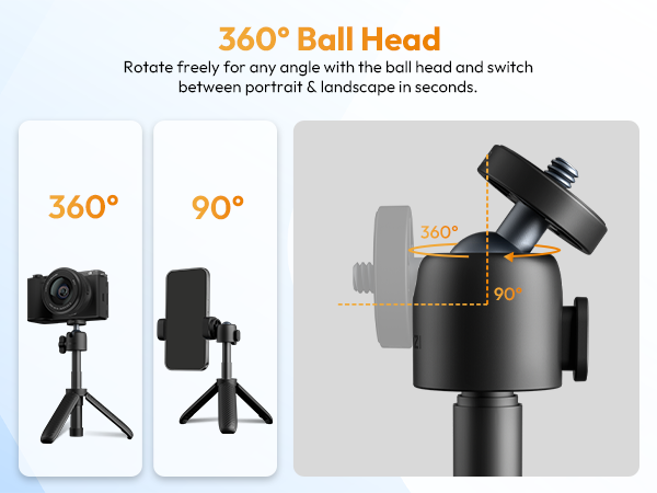 ULANZI MT88 ClipMate Camera Tripod, Selfie Stick w Velcro Strap &amp; Action Camera Adapter