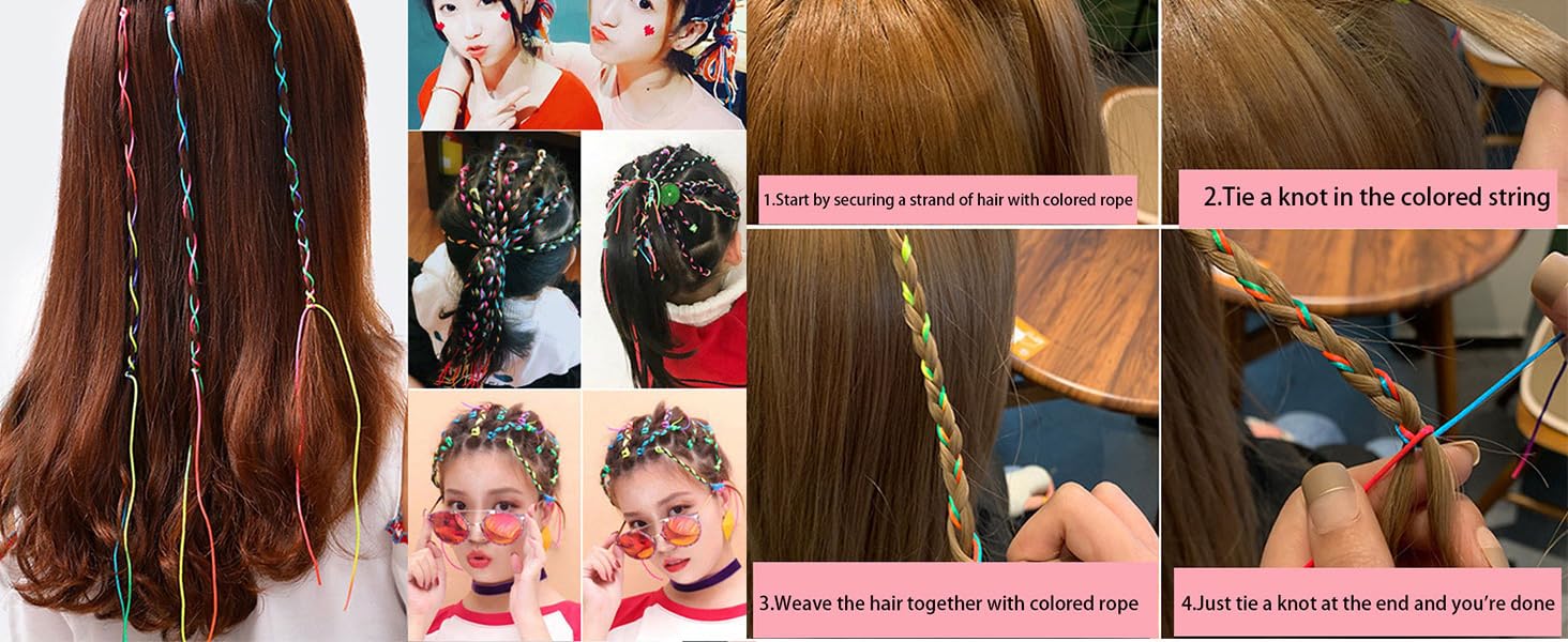 Hair Braids Assorted Mix Colorful Gradient Color Hair Wrap String Rope Strands