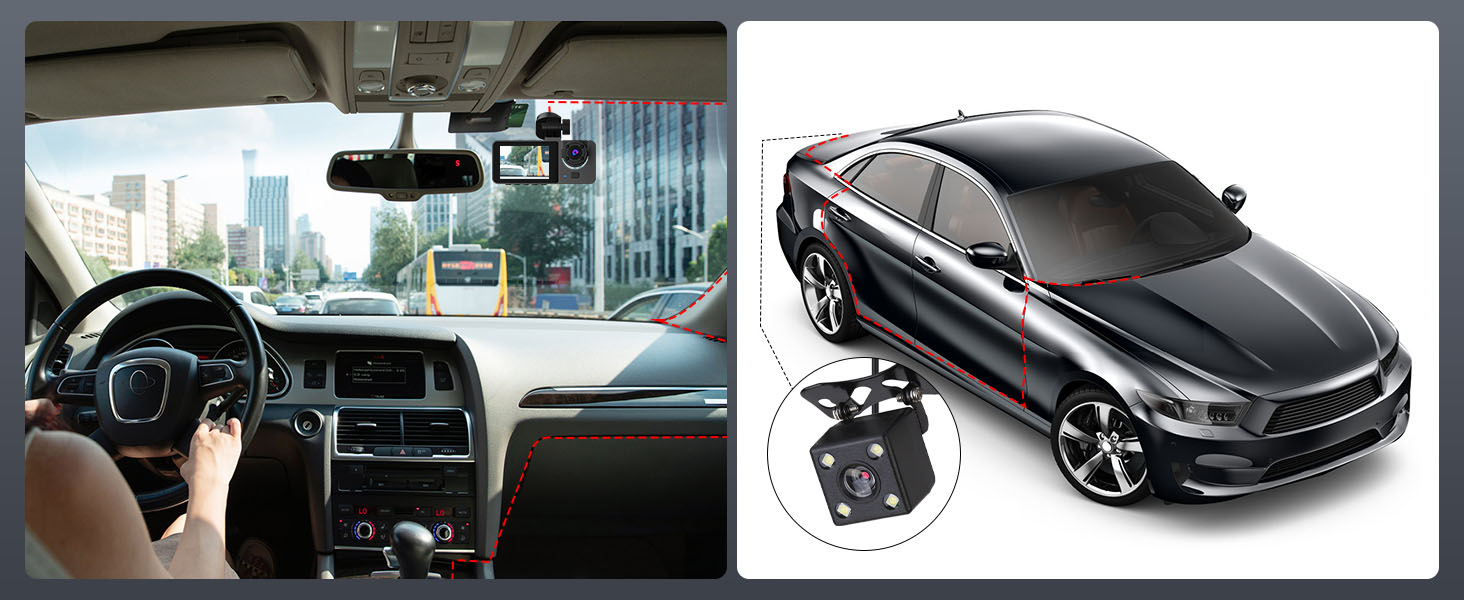 3 Channel Dash Cam Front and Rear