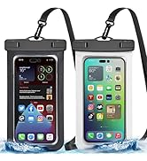 2 Pack Black White Universal Waterproof Phone Pouch, Large Phone Waterproof Case Dry Bag (Protect...