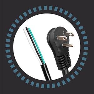 Iron Forge Cable 90 Degree Slim Plug Head Replacement Power Cord with Open End 