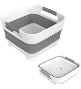 MontNorth 2.4 Gal Collapsbile Wash Basin with Drian Plug,9L Dish Pan for Soaking Baby Bottles,Por...