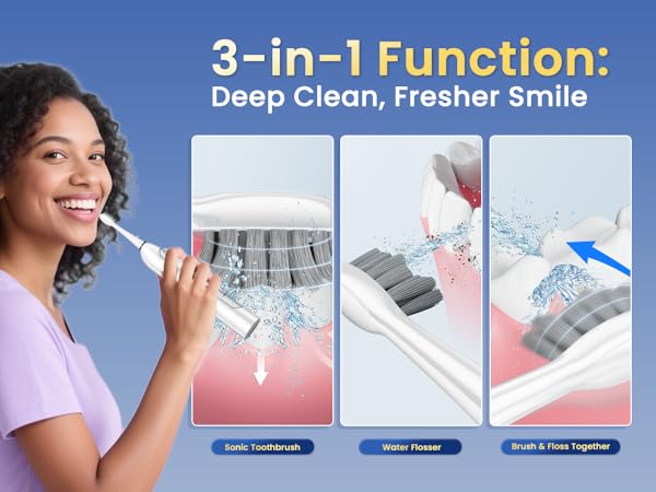 toothbrush with water flosser