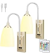 HONWELL Wall Lamp Rechargeable Battery LED Wall Sconces Indoor Wireless 2 Pack 2 Remote Controlle...