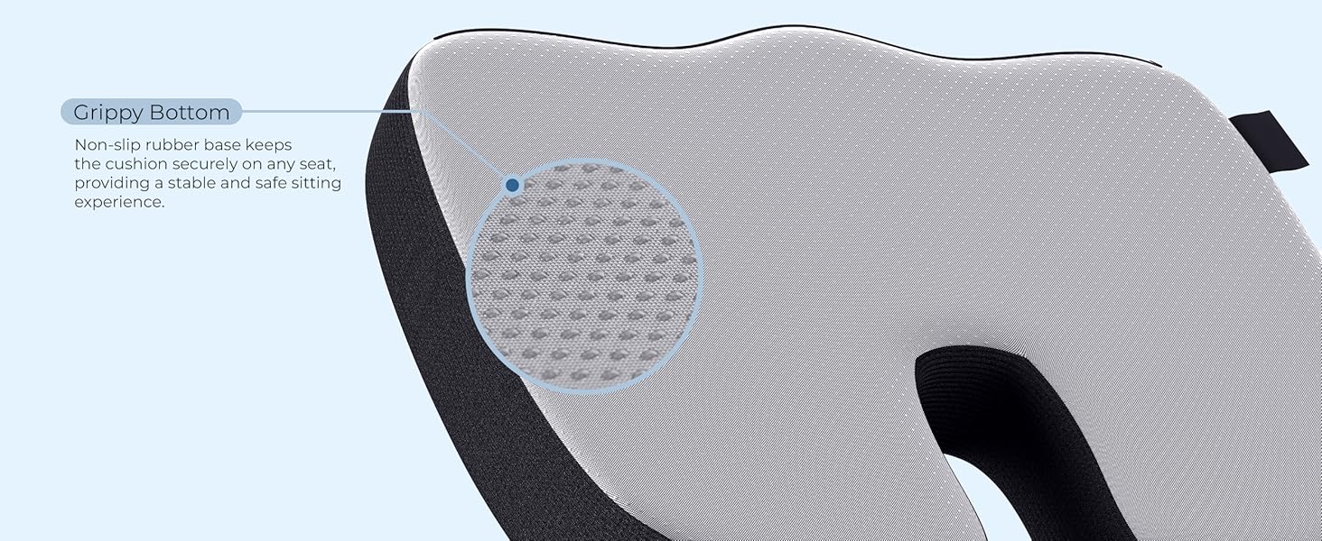 ergonomic seat cushion with grippy bottom orthopedic seat cushions for sciatica and lower back