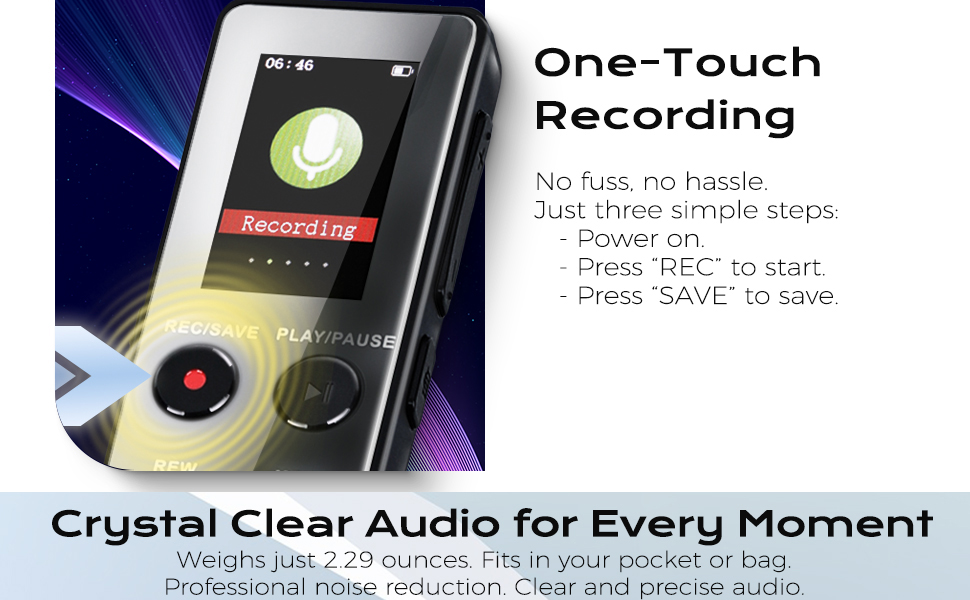 Easy to use - One-Touch Recording, HD color screen, 64GB memory, 1536kbps HD recording