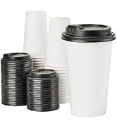 RACETOP [100 pack] Disposable Coffee Cups with Lids 16 oz, Paper Cups with Lids, Hot Cups with Li...